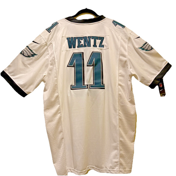 Nike NFL #11 Wentz Philadelphia Eagles White Players Jersey On Field Size XL NWT - Picture 10 of 13